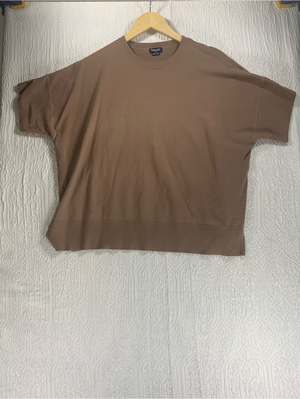 Splendid Brown Crewneck Short Sleeve Knit Top